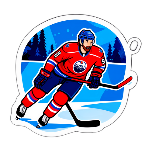 Dynamic Hockey Player Sticker