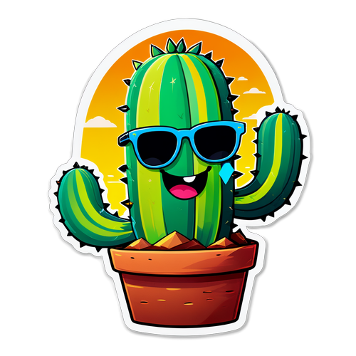 Happy Cactus Wearing Sunglasses