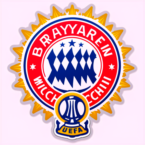 Sticker con el símbolo del Bayern Múnich rodeado de trofeos de la UEFA