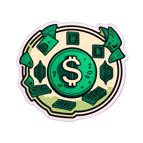 עיצוב מדבקה המייצגת את השפעת הכסף על החברה