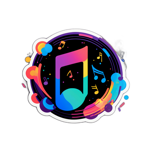 Adesivo Minimalista con Logo Spotify e Note Musicali Astratte