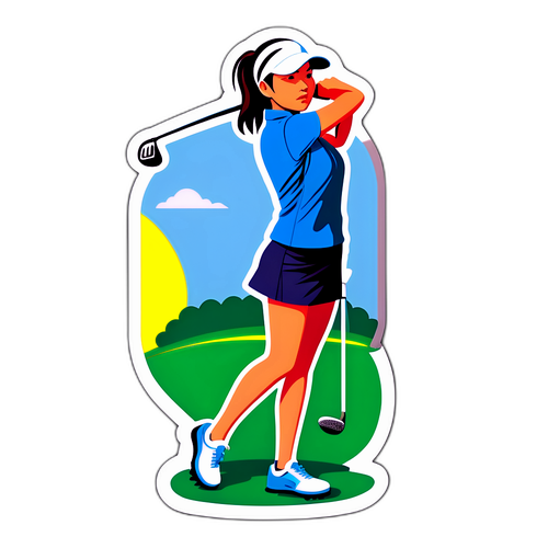 ゴルフをするアイリーン・グーのステッカー