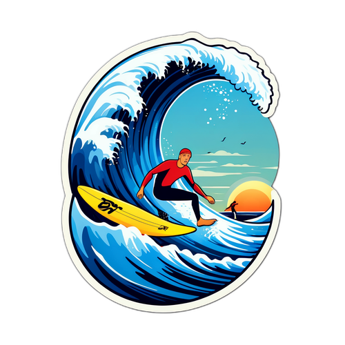 Vibrant Surfing Sticker