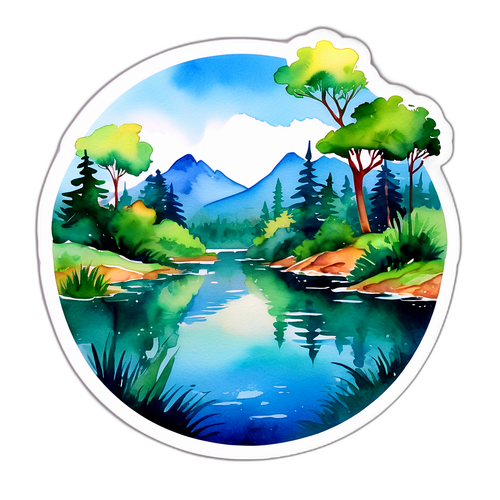 Spokojna akwarelowa scena Serocka