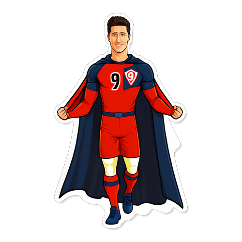 Robert Lewandowski als Superheld Sticker