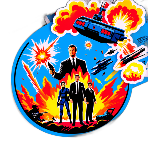 En dramatisk scen från "Die Another Day" med explosioner och actionfigurer