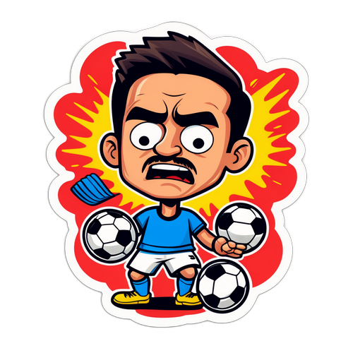 Stiker Gaya Komik Perlawanan Bola Sepak