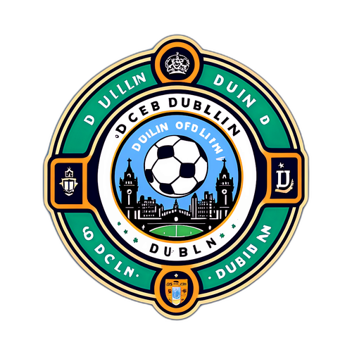 Wintage'owa odznaka miasta Dublin z elementami piłkarskimi