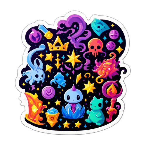 Наклейка с магическими символами и персонажами из 'Magical Battle'