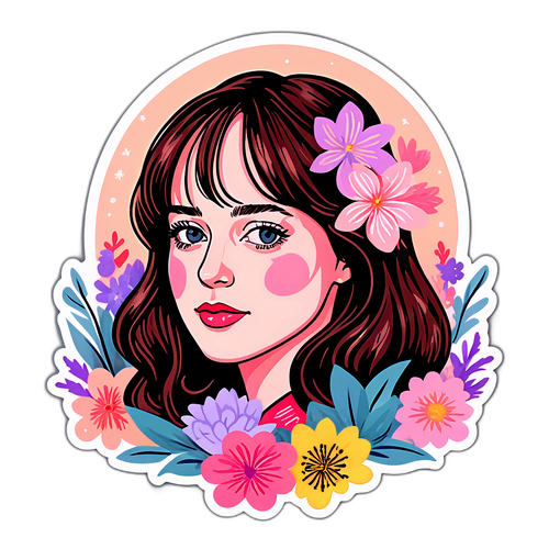 Nálepka Dakota Johnson mezi květinami