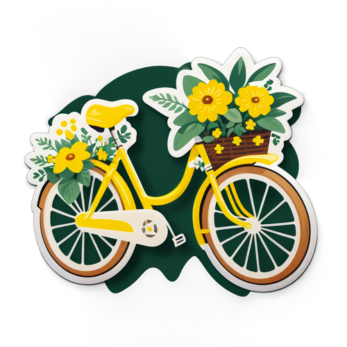 復古風黃色自行車貼圖