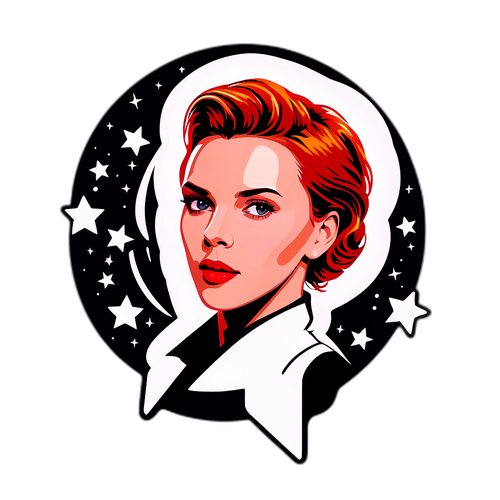 Autocollant de Scarlett Johansson en style minimaliste