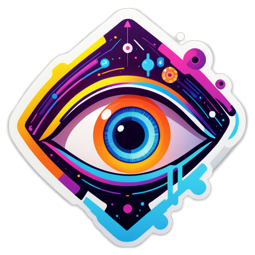 Digitale Waakzaamheid: Een Futuristische Oog Sticker