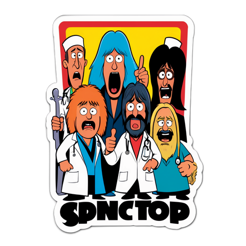 Humorous Spinal Tap Cartoon Sticker