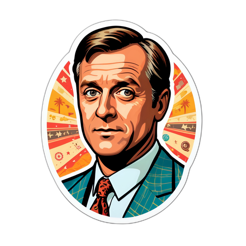 Klistermärke av Timothy Mellon i klassisk filmstil