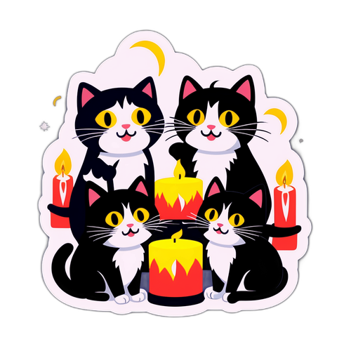 Schattige katten bij kaarslicht