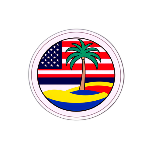 憲法日棕櫚樹與國旗設計貼紙