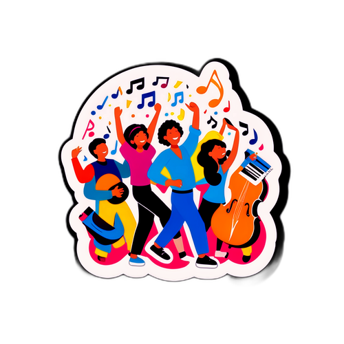 สติ๊กเกอร์ดนตรีและความสุข