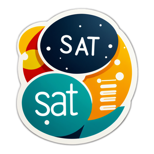 Sticker que celebra el SAT con elementos educativos y de aprendizaje