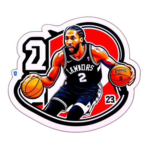Autocollant représentant Kawhi Leonard en action
