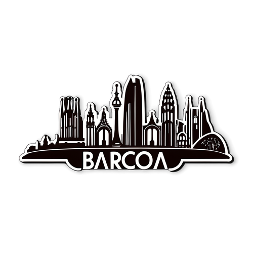 Minimalist Barcelona Skyline Sticker with 'Barca'