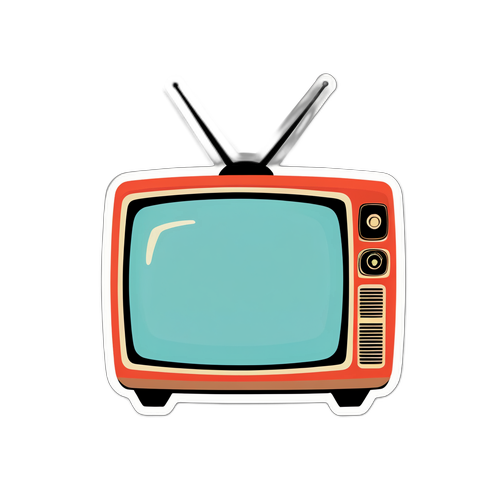 Retro-sticker van een oude televisie met het RTL TVI-logo