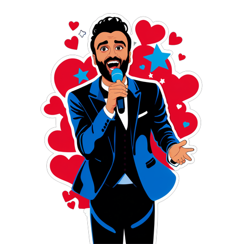 Sticker di Marco Mengoni che canta appassionatamente