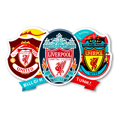 Sticker représentant le match de Premier League avec les logos de Liverpool et Manchester United