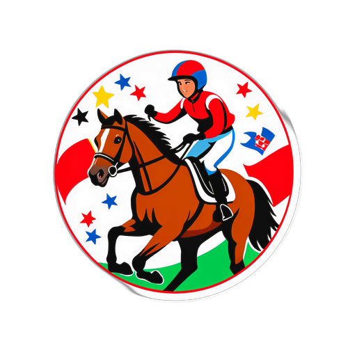 Samolepka s holčičkou jezdcem a koněm