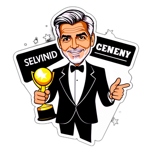 En stilfuld karikatur af George Clooney i smoking