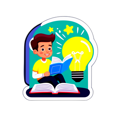 Illustratie van een slimme persoon met een gloeilamp en een quizboek