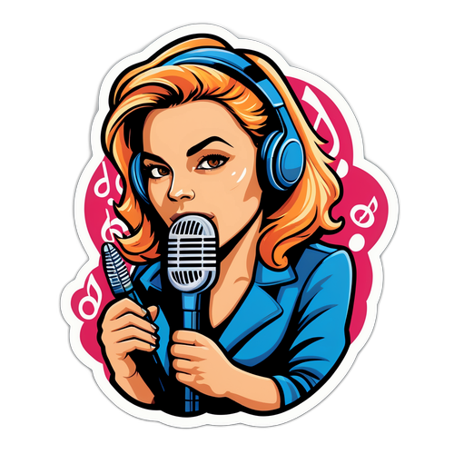 Sticker van krachtige vrouwelijke artiest