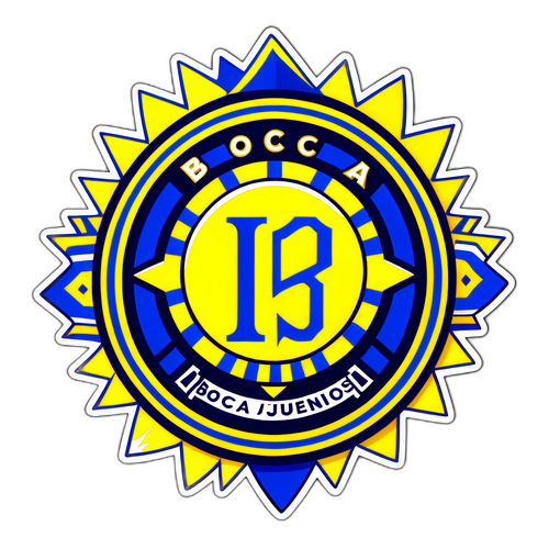 Adesivo Clássico Boca Juniors com Efeito de Raio de Sol Dourado