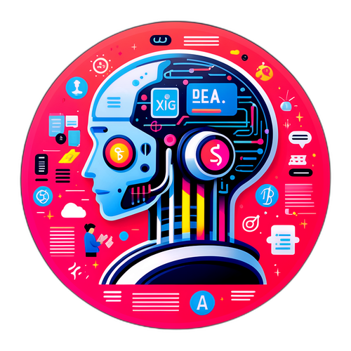 AI 기술 요소를 강조한 디자인 스티커