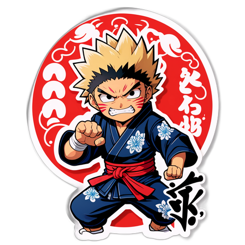 格闘ポーズのキャラクターシール