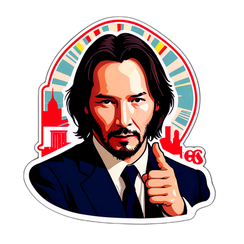 Retro stylowy naklejka Keanu Reeves