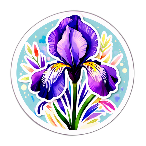 Autocollant floral inspiré par l'Iris