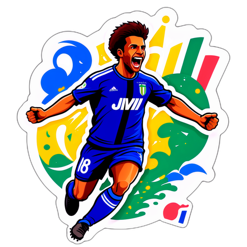 Energiaa pulppuava Serie A -jalkapalloilija maalin tekemisessä