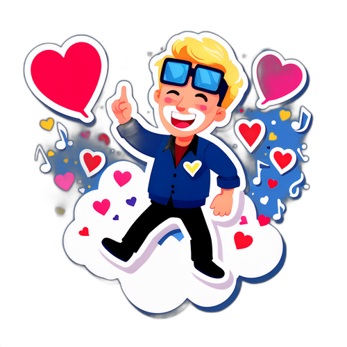 Lustiger Sticker mit Tim Bendzko auf einer Wolke