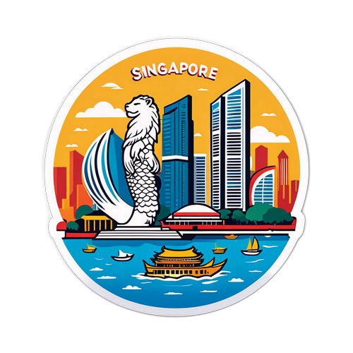 Stiker Bertema Perjalanan Singapura