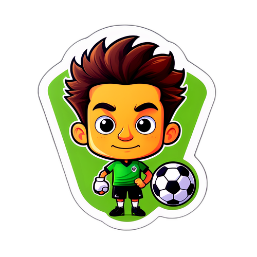 En quirky klistermärke med Felix Claar i en cartoonish stil