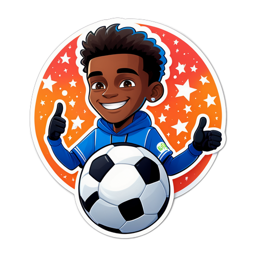 Søt klistremerke av en fotball med Alexander Isaks signaturanimasjon