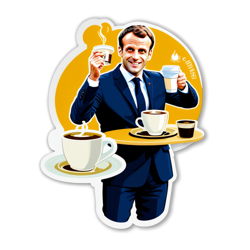 Emmanuel Macron dégustant un café vietnamien