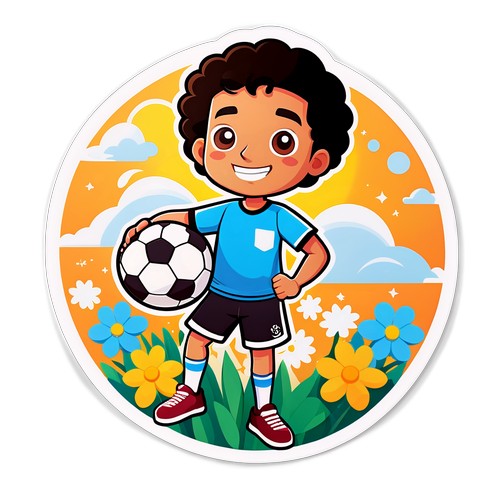 Sticker drăguț cu Pedri caricaturizat