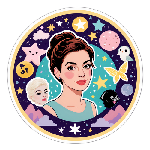 En lekfull klistermärke av Anne Hathaway