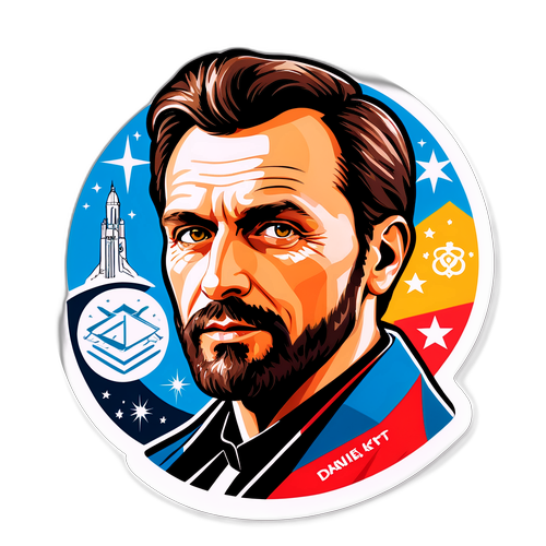 Design samolepky s portrétem Daniela Krištofa