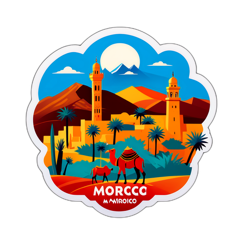 Sticker Illustrant les Paysages Iconiques du Maroc