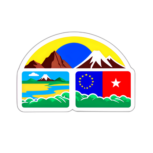 Stickers z motywem granicznym przedstawiające dwa różne kraje