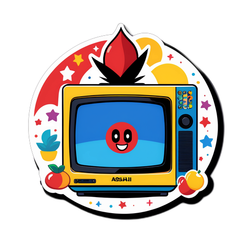 楽しいデザインのテレビ朝日ロゴと番組キャラクターのコンビネーション