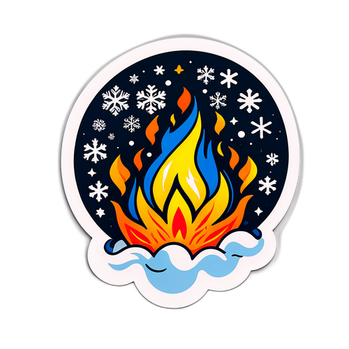 Olympische Vlam met Sneeuwvlokken